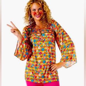 Rubie’s Costume Co Women’s “Big Mama” 60s 70s Hippie Floral Top, Plus Size